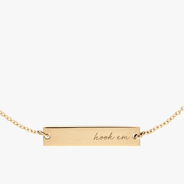 University of Texas Horizontal Necklace Cavan Gold Close Up