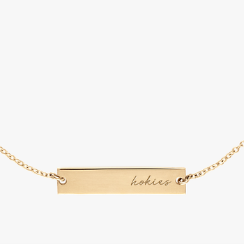 University of Virginia Horizontal Necklace Cavan Gold Close Up