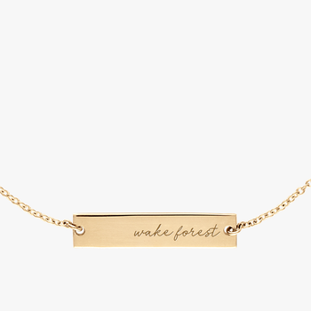 Wakeforest University Horizontal Necklace Cavan Gold Close Up