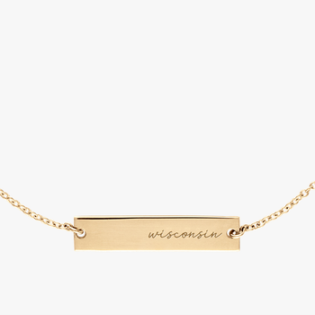 Wisconsin University Horizontal Necklace Cavan Gold Close Up