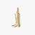 Gold cowboy boot charm on a white background