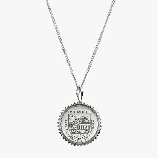 Sterling Silver Dartmouth Crest Sunburst Necklace