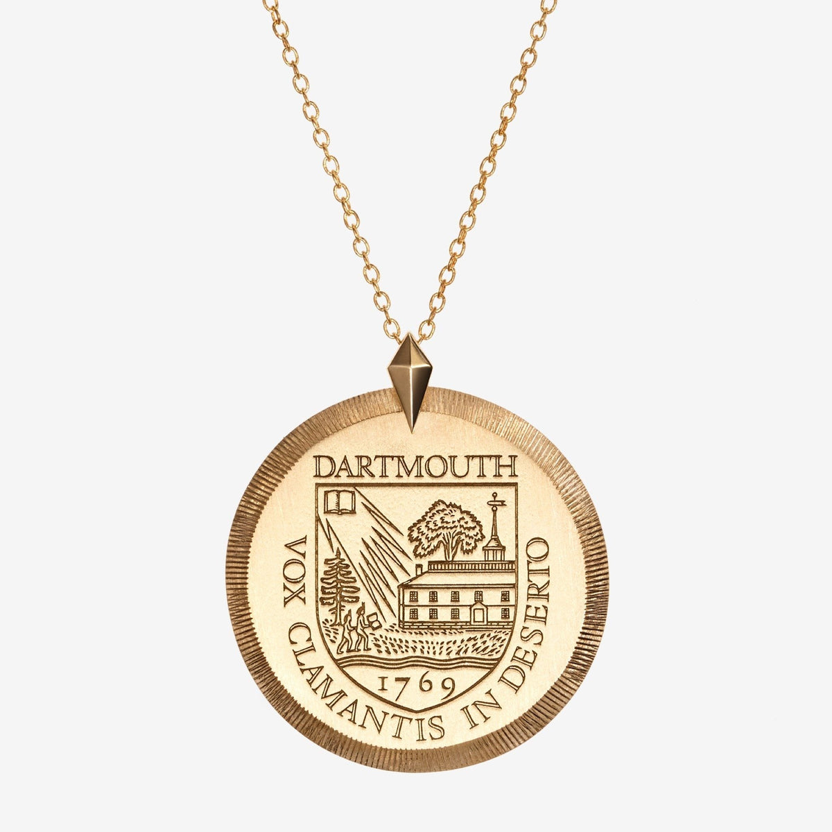Gold Dartmouth Florentine Crest Necklace Large