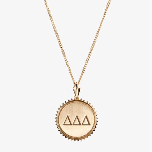 Gold Delta Delta Delta Sunburst Letters Necklace