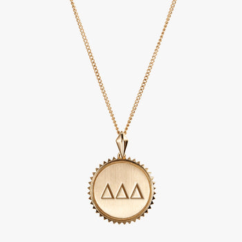 Gold Delta Delta Delta Sunburst Letters Necklace