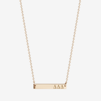 Delta Delta Delta Horizontal Bar Necklace in Cavan Gold and 14K Gold