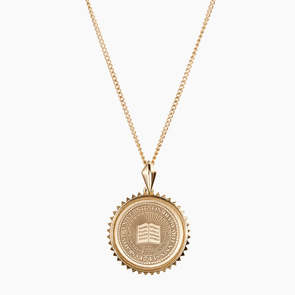 Gold Vermeil 14K Gold University of Delaware Crest Sunburst Necklace