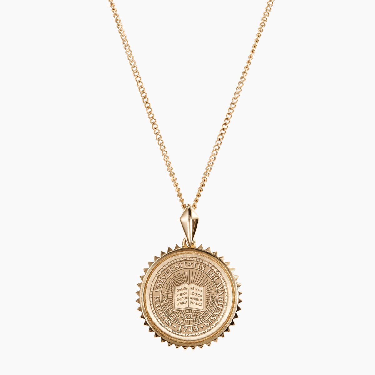 Gold Vermeil 14K Gold University of Delaware Crest Sunburst Necklace