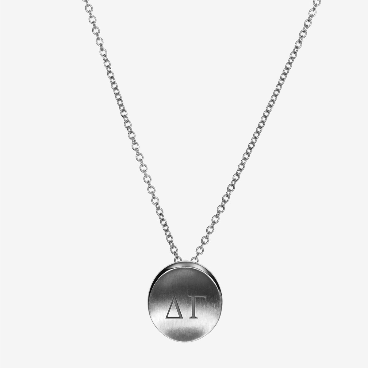 Silver Delta Gamma Letters Necklace Petite