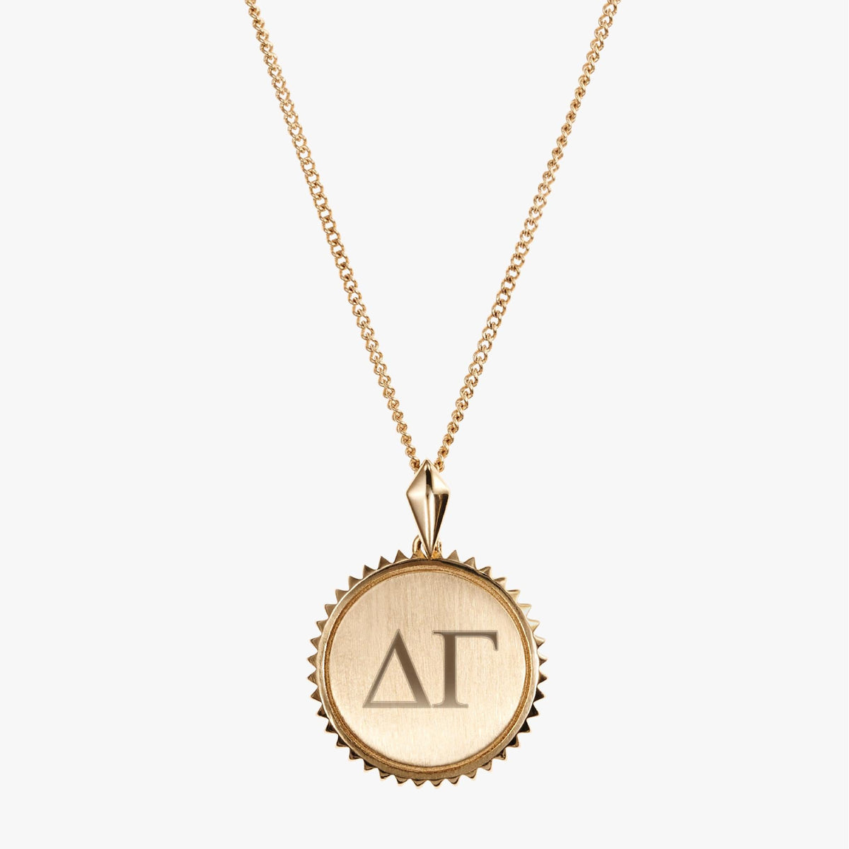 Gold Delta Gamma Sunburst Letters Necklace