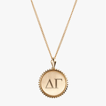 Gold Delta Gamma Sunburst Letters Necklace