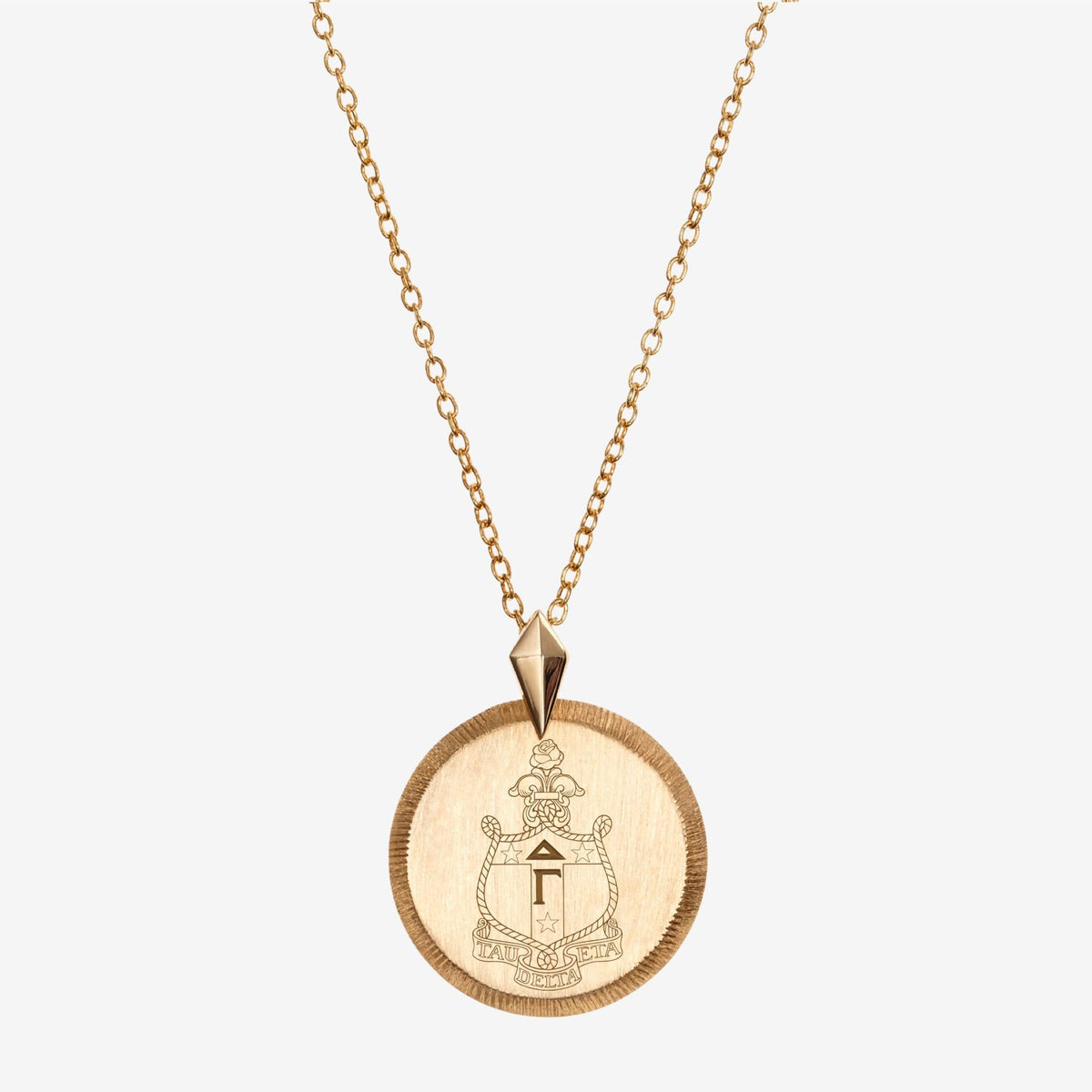 Gold Delta Gamma Florentine Crest Necklace Petite