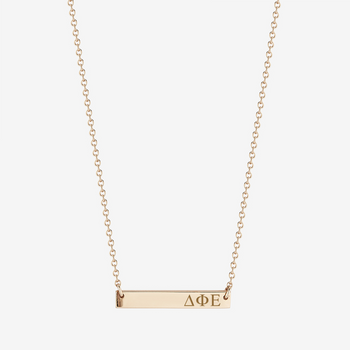 Delta Phi Epsilon Horizontal Bar Necklace in Cavan Gold and 14K Gold
