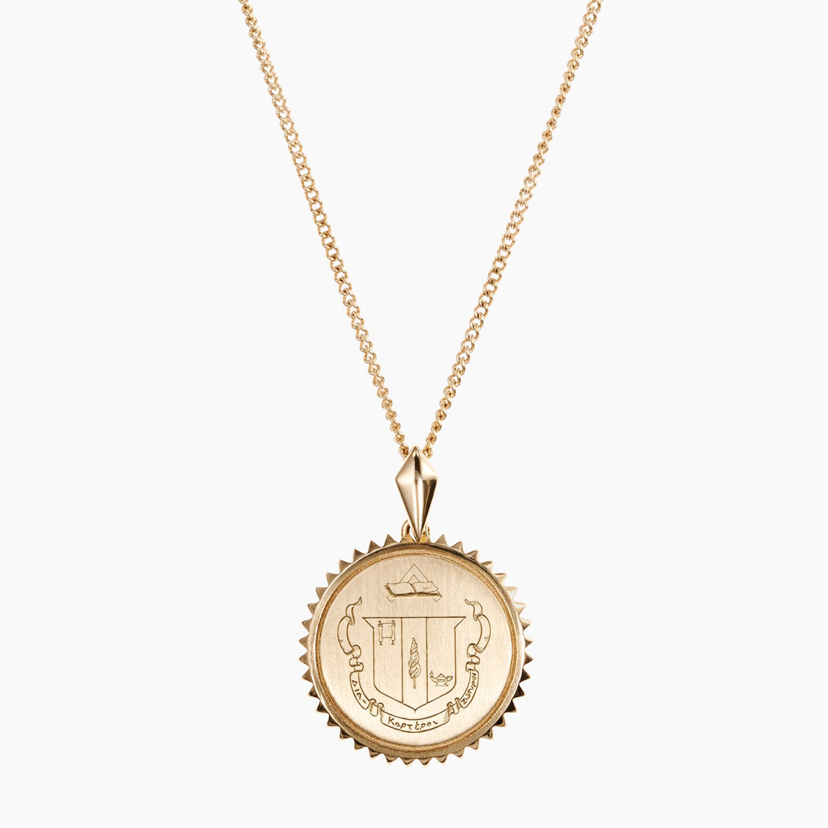 Gold Delta Zeta Sunburst Crest Necklace