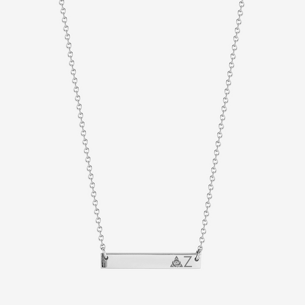 Delta Zeta Horizontal Bar Necklace in Sterling Silver