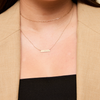 Delaware Horizontal Bar Necklace shown on figure in gold with Link Chain Choker