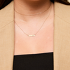 Delta Gamma Horizontal Bar Necklace shown on figure in gold