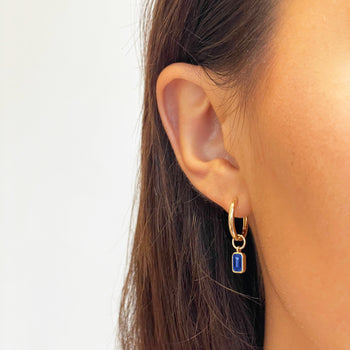 Sapphire Classic Hoop Bundle on figure in gold