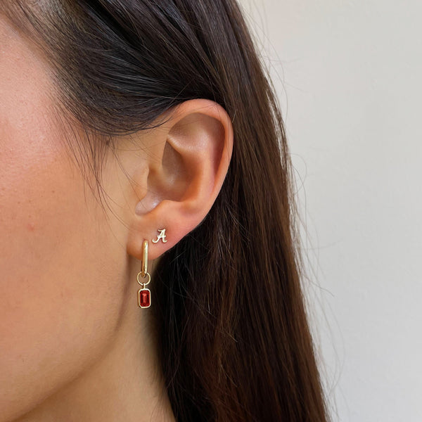 Alabama A Mini U Earring Bundle shown on figure in gold