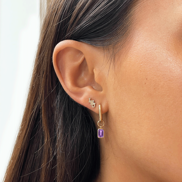 LSU Mini U Earring Bundle shown on figure in gold