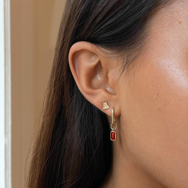Arizona Mini U Earring Bundle shown on figure in gold