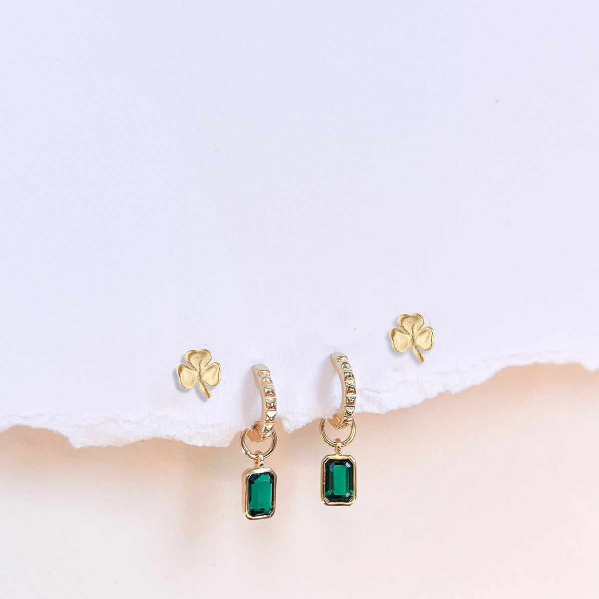 Notre Dame Emerald Shamrock Florentine Earring Bundle