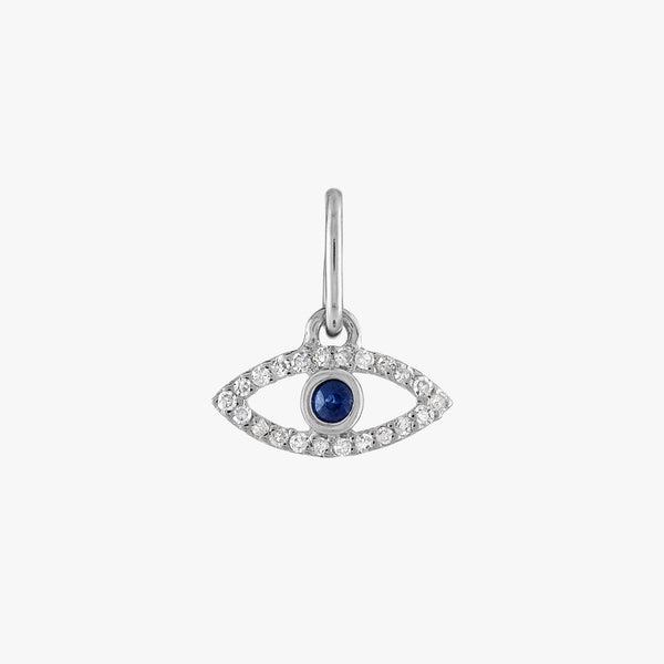 Diamond Evil Eye Charm Sterling Silver