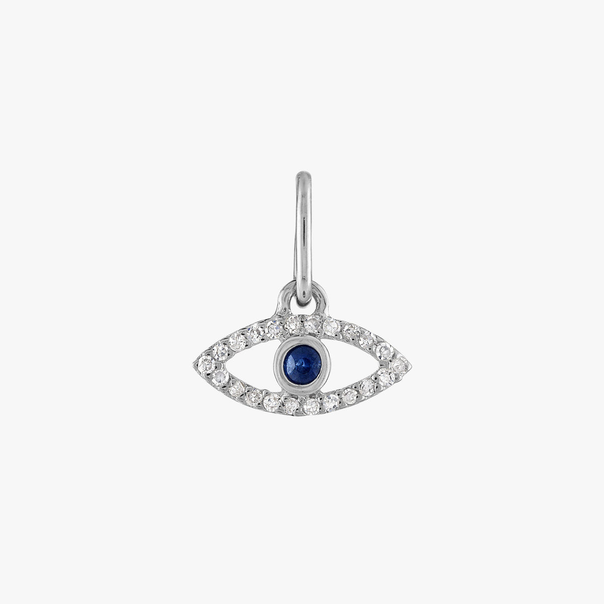 Diamond Evil Eye Charm Sterling Silver