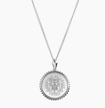 Sterling Silver Fairfield University Crest Sunburst Necklace