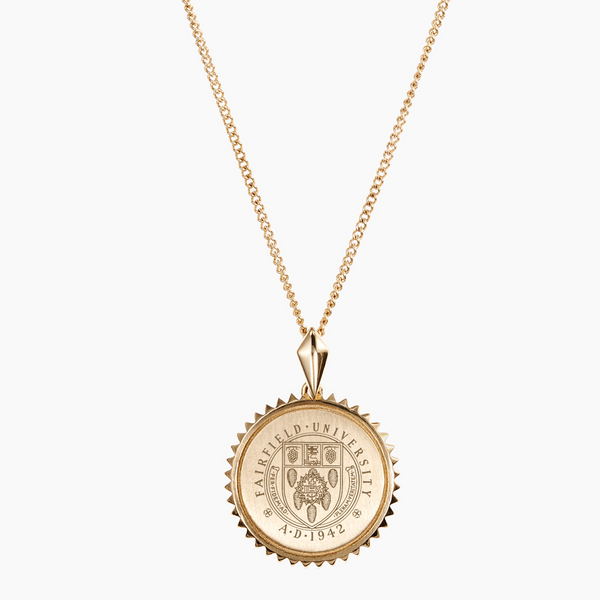 Gold Vermeil 14K Gold Fairfield University Crest Sunburst Necklace