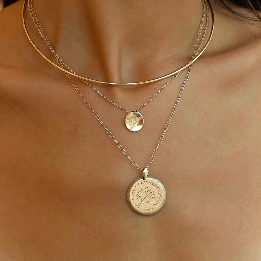 Purdue P Necklace on figure