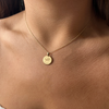 Furman Florentine Petite Pendant shown on figure in gold on Cable Chain