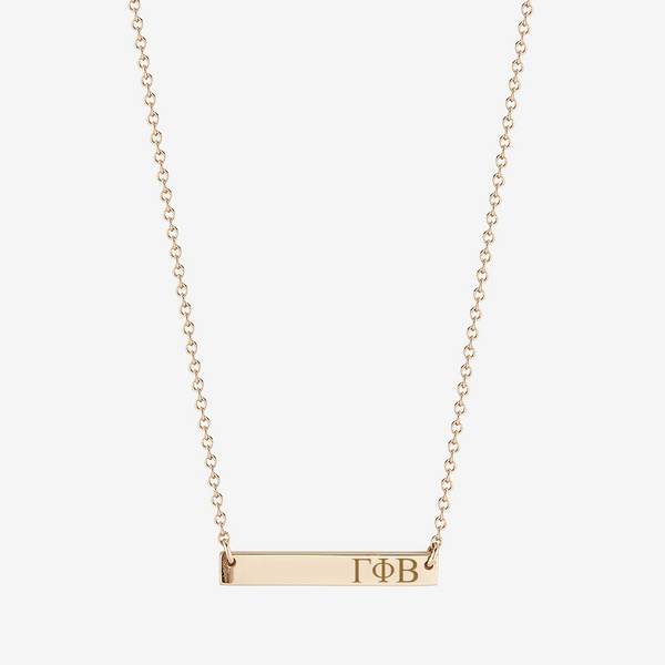 Gamma Phi Beta Horizontal Bar Necklace in Cavan Gold and 14K Gold