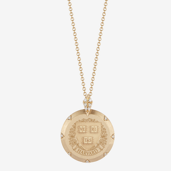 Harvard 7 Point Diamond Crest Necklace 14k Gold