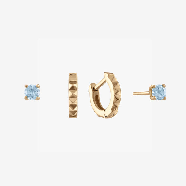 Aquamarine Stud with gold hoop bundle