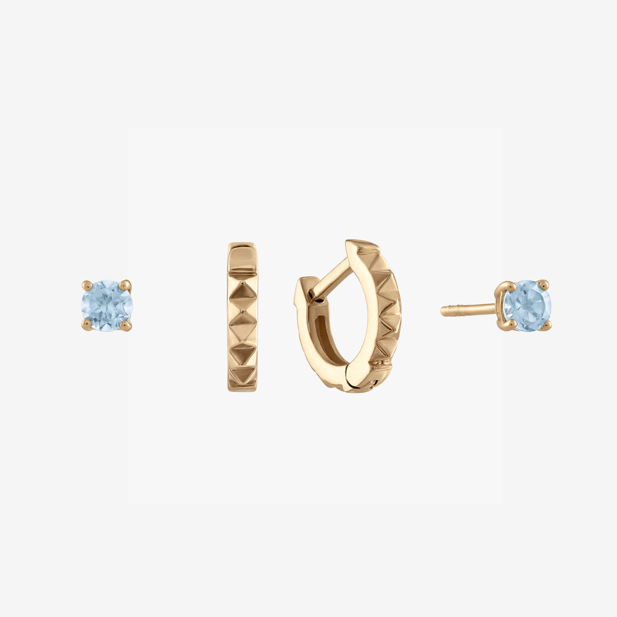 Aquamarine Stud with gold hoop bundle