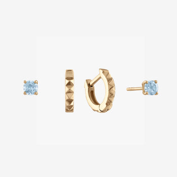Aquamarine Stud with gold hoop bundle