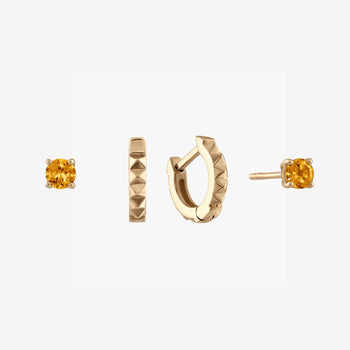 Citrine earring stud. Florentine earring bundle.