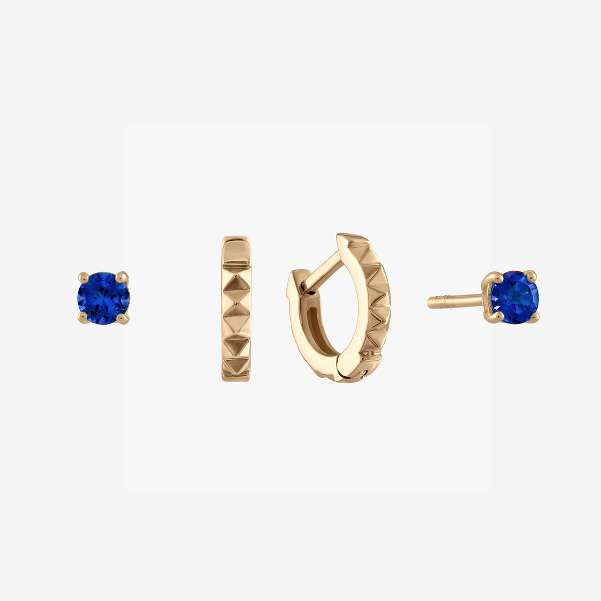 Sapphire Stud Earring Bundle Gold Hoops