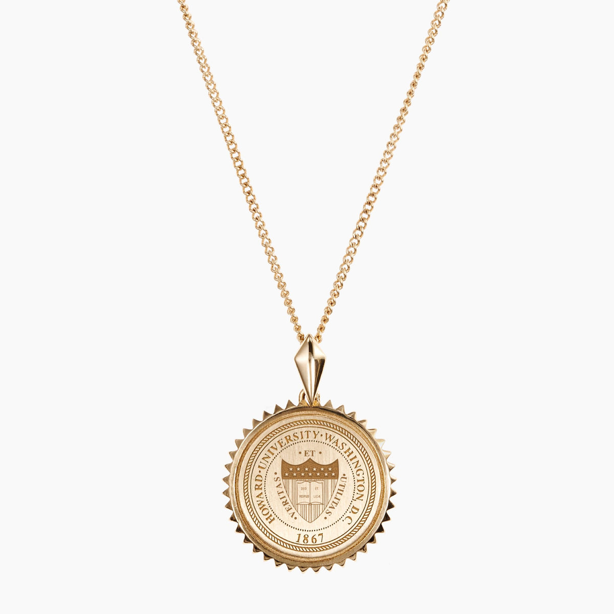 14K Gold Gold Vermeil Howard University Sunburst Crest Necklace