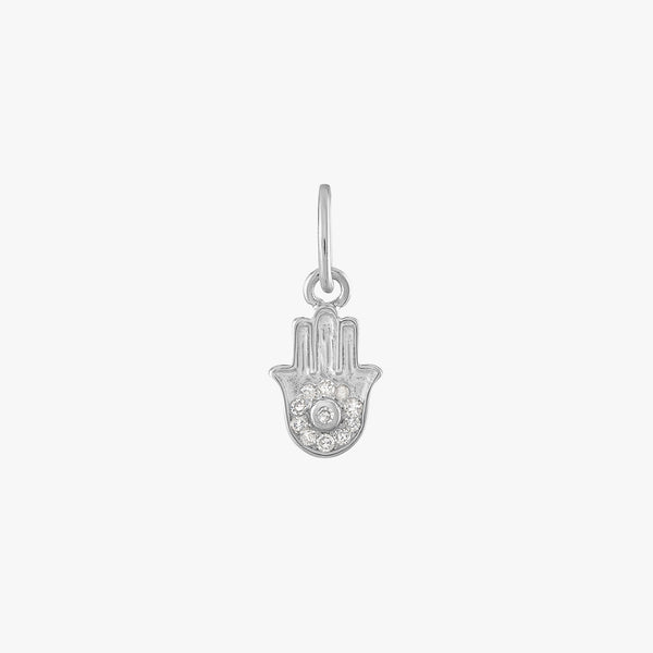 Diamond Hamsa Charm Sterling Silver