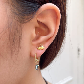 Zeta Tau Alpha Crown Stud Earring shown on figure in gold