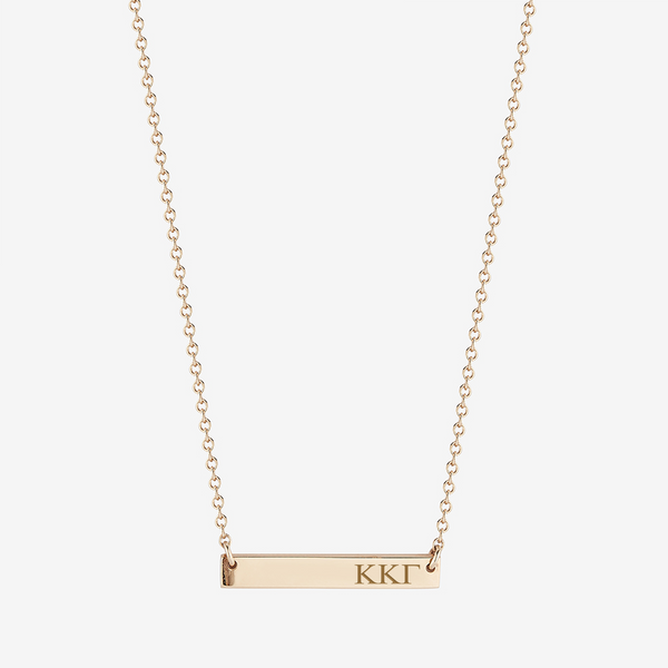 Kappa Kappa Gamma Horizontal Bar Necklace in Cavan Gold and 14K Gold