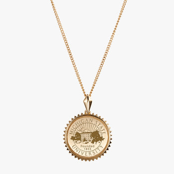 Michigan State Sunburst Necklace on Cable Chain
