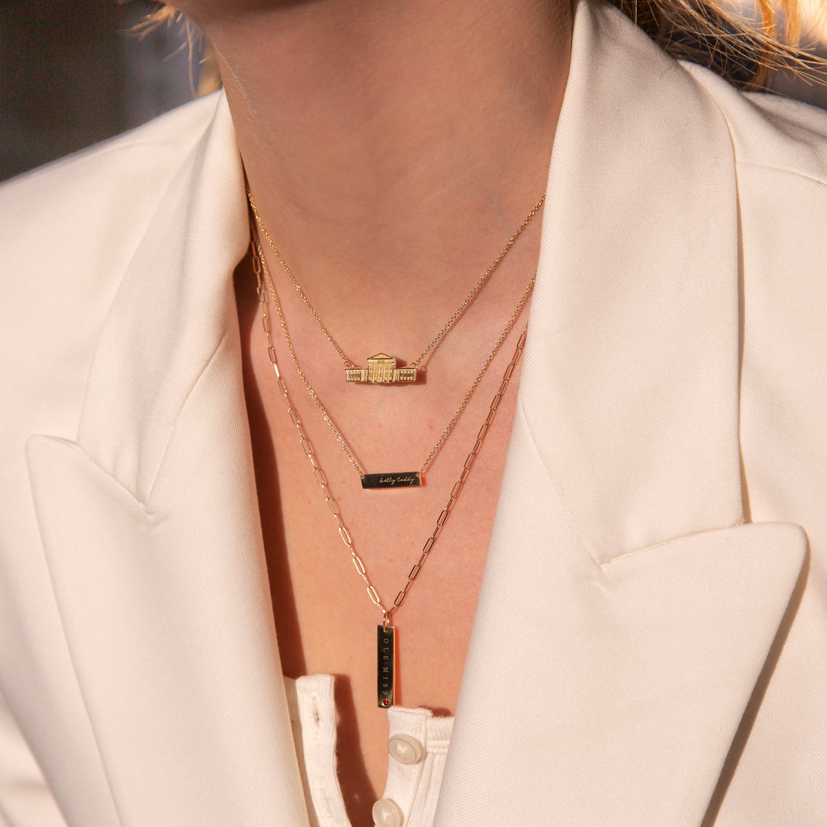 Ole Miss Hotty Toddy Horizontal Bar Necklace