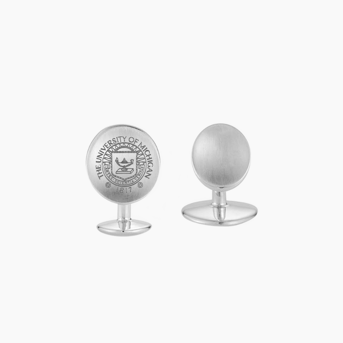 Silver Michigan Crest Cufflinks