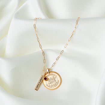 MIT Florentine Crest Necklace with Cable Chain