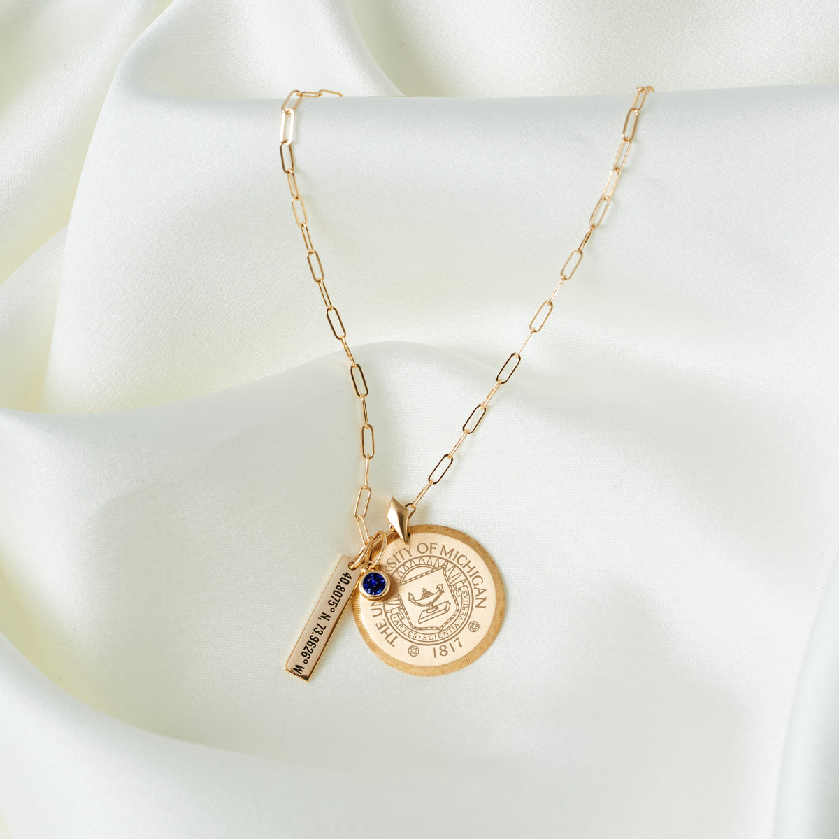 Michigan Florentine Crest Pendant