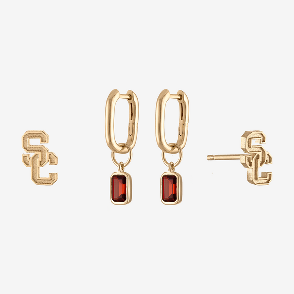 USC Garnet Logo Mini U Earring Bundle