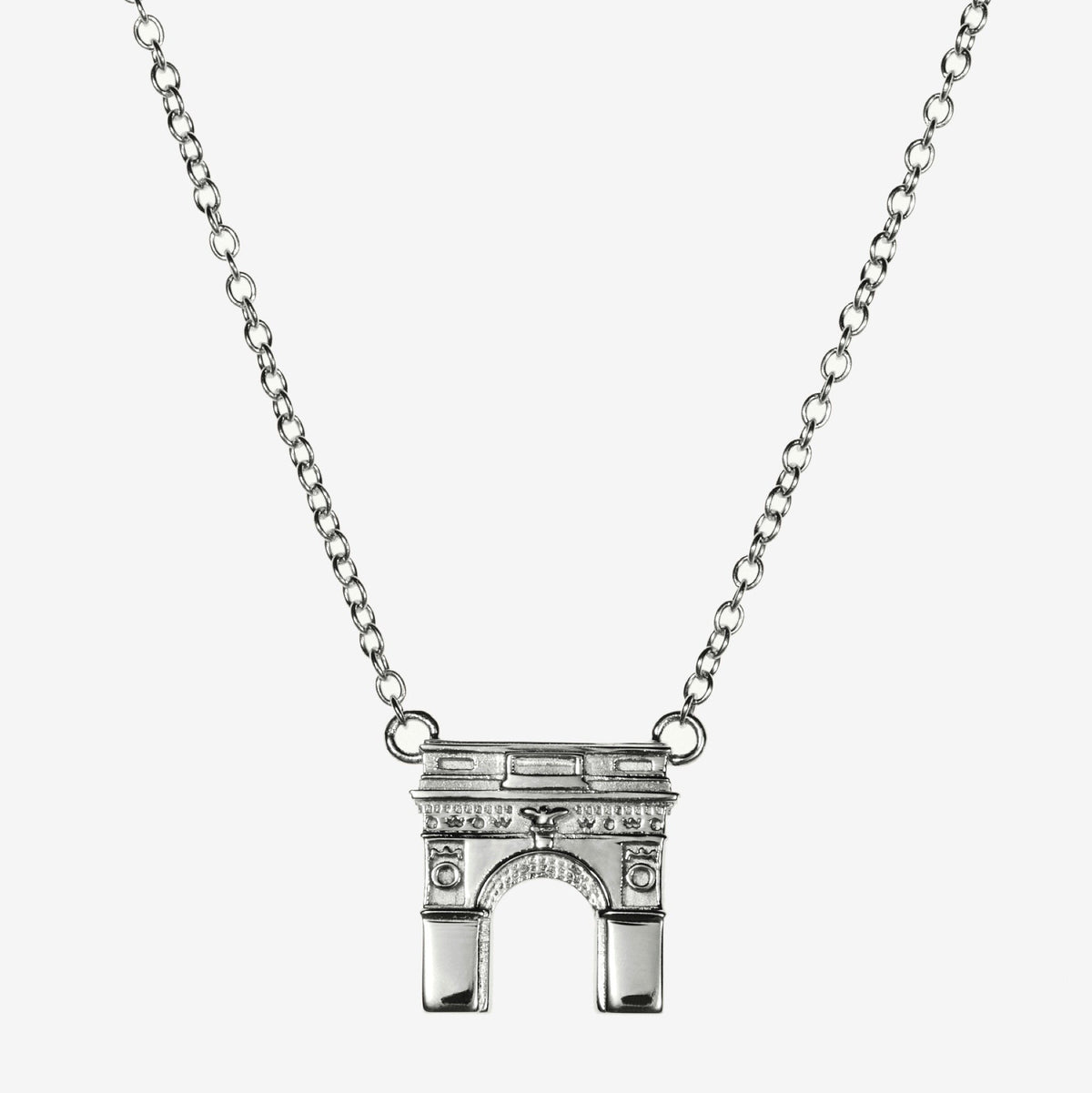 Silver NYU Washington Square Arch Necklace